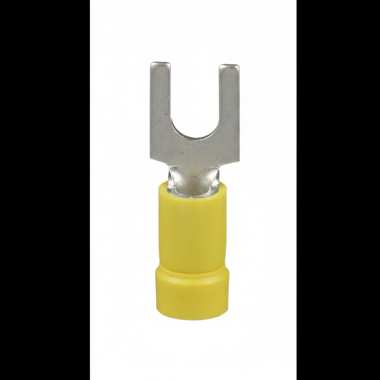 Pan-Term® PV10-10F-L Fork Terminal, Yellow, Vinyl, 10-14 AWG, #10 Stud, PK50