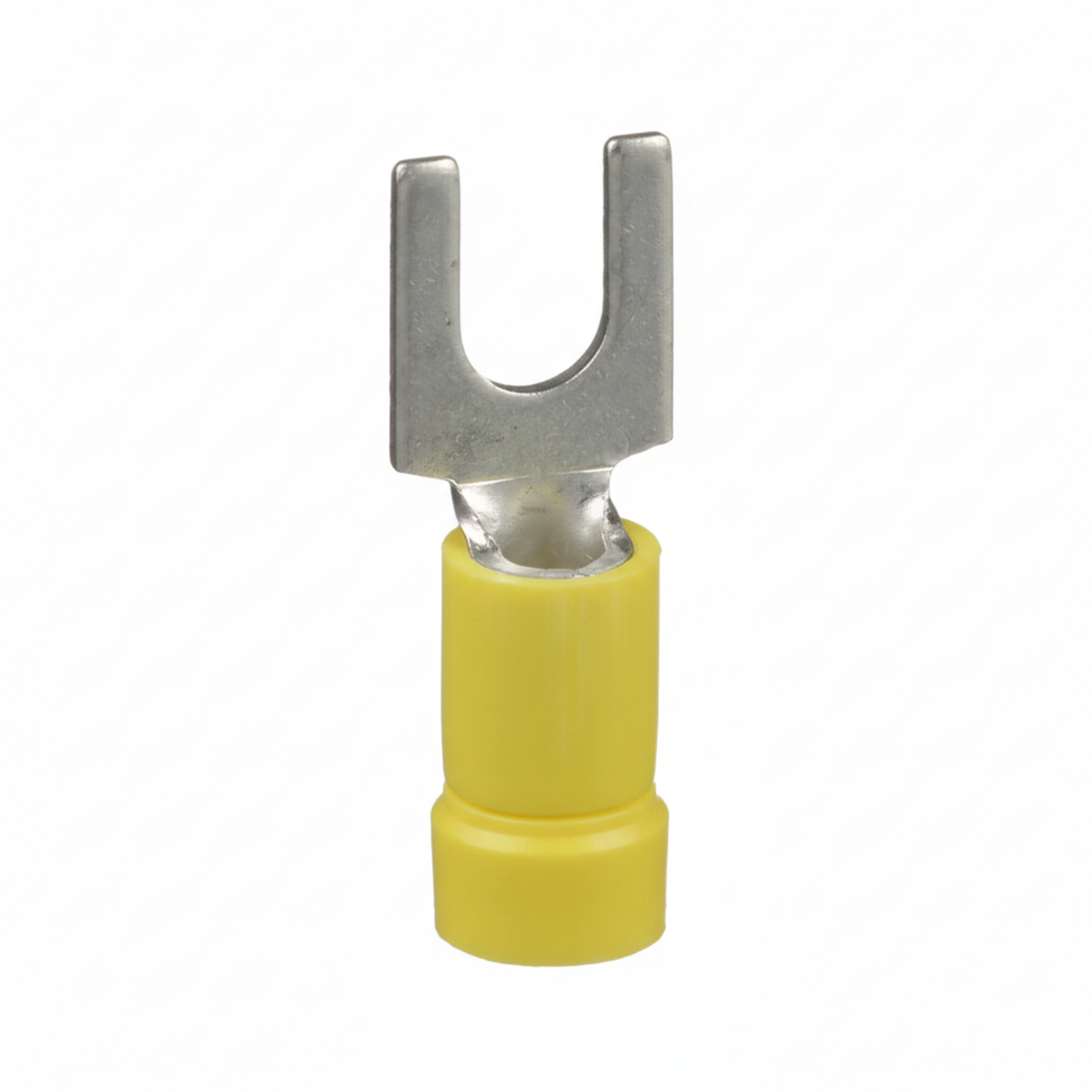 Pan-Term® PV10-10F-L Fork Terminal, Yellow, Vinyl, 10-14 AWG, #10 Stud, PK50