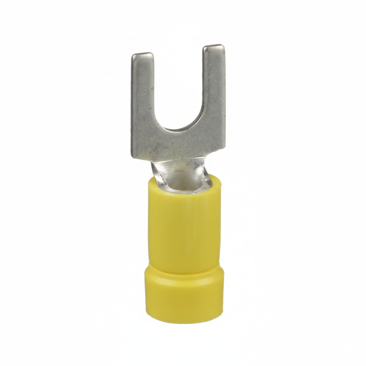 Pan-Term® PV10-10F-L Fork Terminal, Yellow, Vinyl, 10-14 AWG, #10 Stud, PK50