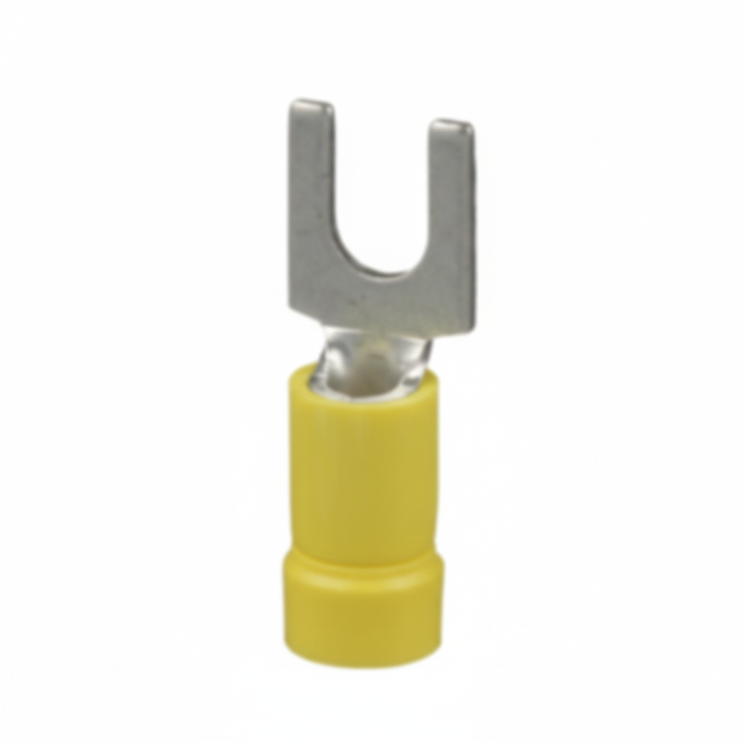 Pan-Term® PV10-10F-L Fork Terminal, Yellow, Vinyl, 10-14 AWG, #10 Stud, PK50