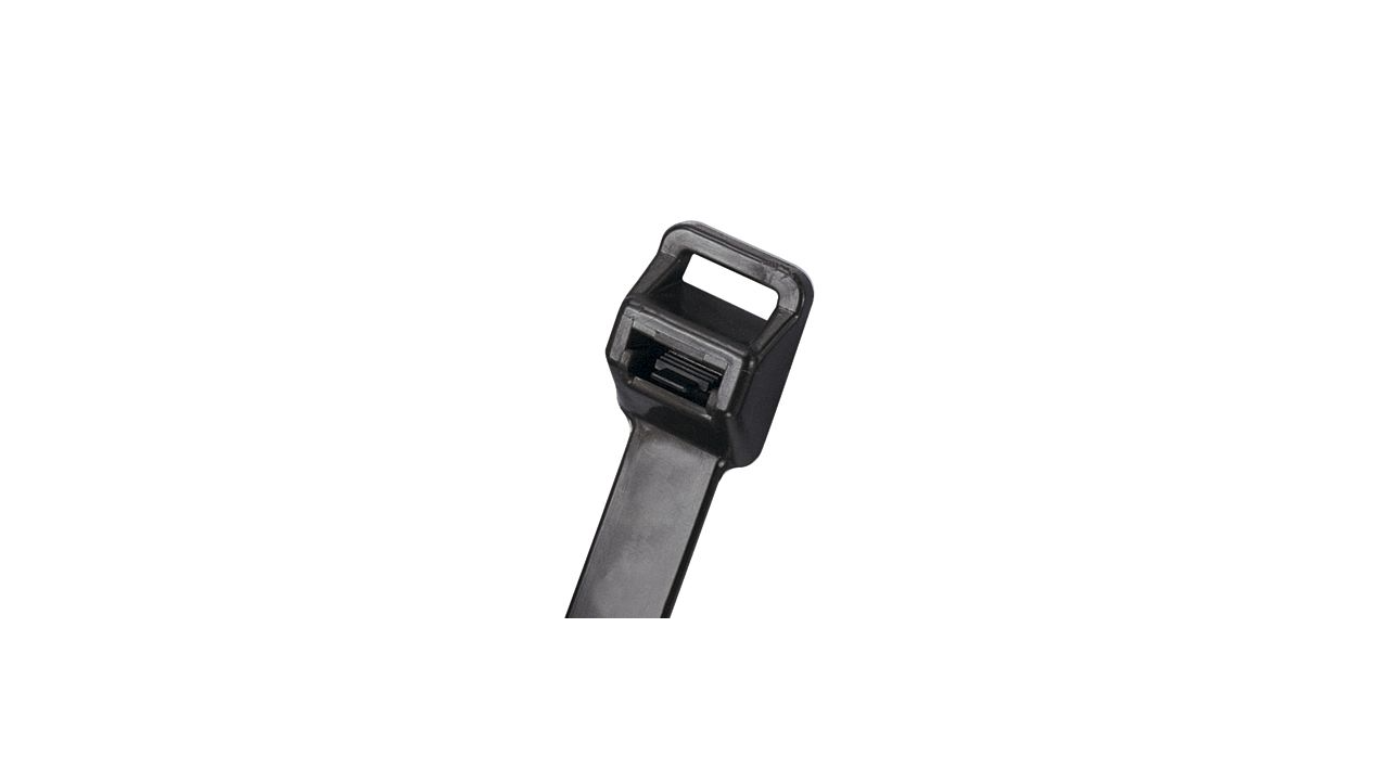 Pan-Ty® PRT5EH-C100 Releasable Cable Tie, Black, UV Polypropylene, 20.1"L, 90lb