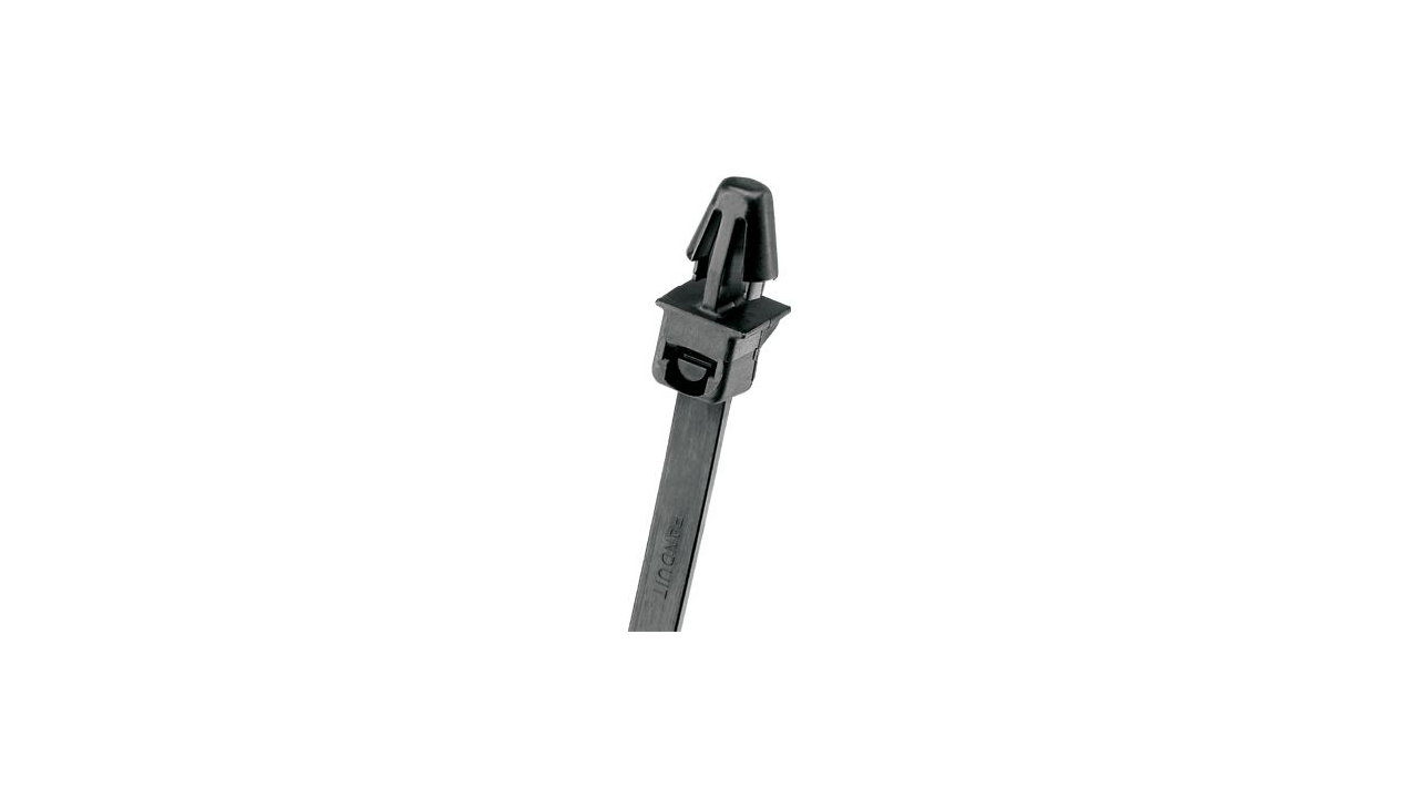 Pan-Ty® PLP2S-M0 Locking Push Mount Tie, Black, UV PA6.6, 7.9"L, 50lb, PK1000