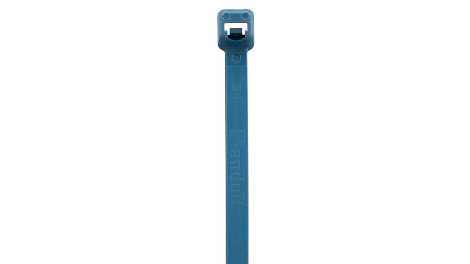 Panduit PLT2S-C96A Metal Detectable Antimicrobial Locking Cable Tie, Light Blue, 7.3" Length, 50 lb Tensile Strength, 100/Bag