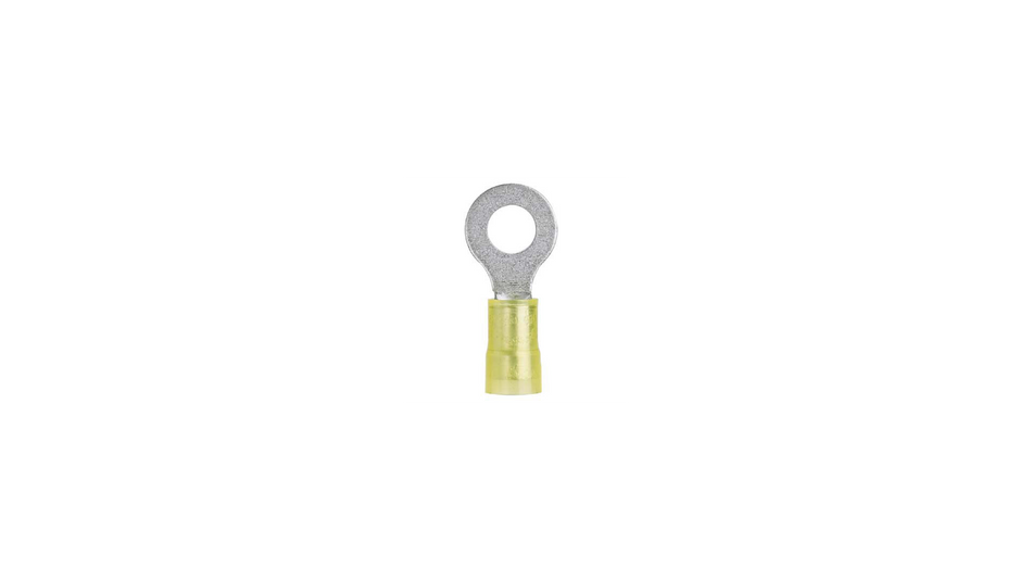 Panduit PN10-14R-D Pan-Term® Nylon Insulated Ring Terminal, Yellow, 12-10 AWG, 1/4" Stud, 500/Bag