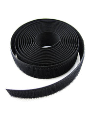 3/8” x 25 Yard Hook & Loop Continuous Roll, Black 1/Bag