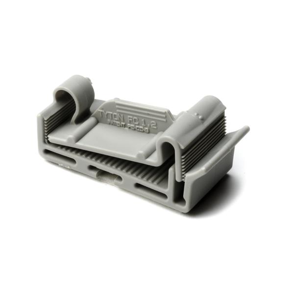 HellermannTyton FC1.2AH4 Flat Ribbon Cable Clamp, Adhesive, 1.2'' Max Cable Width, 0.156" Hole Dia, PA66, Gray, 500/pkg