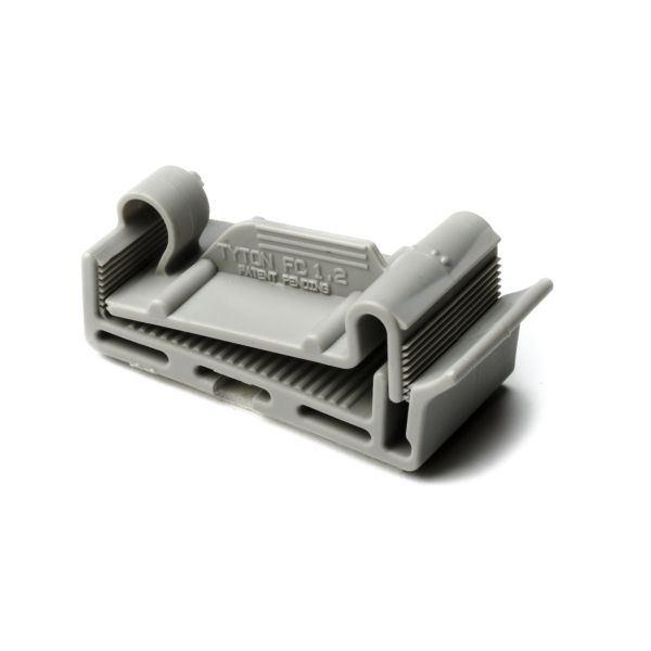 HellermannTyton FC1.2AK2 Flat Ribbon Cable Clamp, Adhesive, 1.2'' Max Cable Width, 0.156" Hole Dia, PA66, Gray, 50/pkg