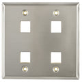 HellermannTyton FPDGQUAD-SS Dual Gang 4 Port Flush Mount Faceplate, Stainless Steel,1/pkg