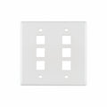 HellermannTyton FPDGSIX-W Dual Gang 6 Port Flush Mount Faceplate, ABS 94V-0, White, 1/pkg