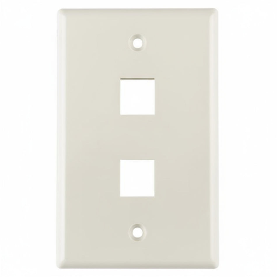 HellermannTyton FPDUAL-FW Standard Single Gang 2 Port Faceplate, ABS 94V-0, Office White, 1/pkg 