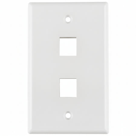 HellermannTyton FPDUAL-W Standard Single Gang 2 Port Faceplate, ABS 94V-0, White, 1/pkg