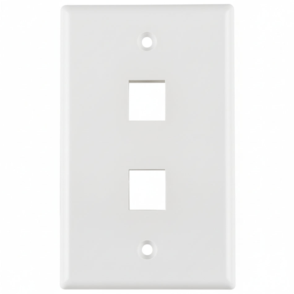HellermannTyton FPDUAL-W Standard Single Gang 2 Port Faceplate, ABS 94V-0, White, 1/pkg