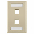 HellermannTyton FPIDUAL-I Single Gang 2 Port Faceplate With ID Windows, ABS 94V-0, Ivory, 1/pkg