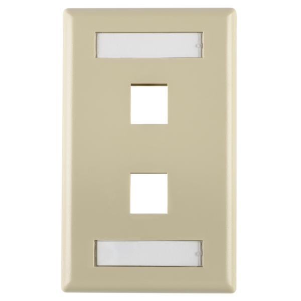 HellermannTyton FPIDUAL-I Single Gang 2 Port Faceplate With ID Windows, ABS 94V-0, Ivory, 1/pkg