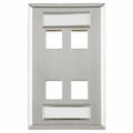 HellermannTyton FPIQUAD-SS Flush Mount 4 Port Faceplate With ID Windows, Stainless Steel,1/pkg