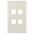 HellermannTyton FPQUAD-FW Standard Single Gang 4 Port Faceplate, ABS 94V-0, Office White, 1/pkg