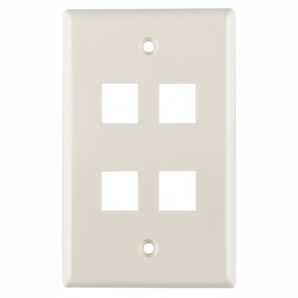 HellermannTyton FPQUAD-FW Standard Single Gang 4 Port Faceplate, ABS 94V-0, Office White, 1/pkg