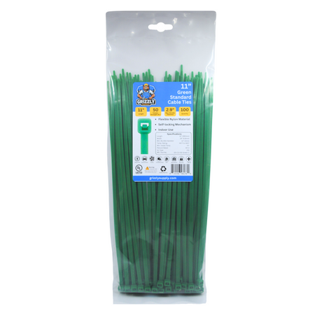 11" 50lb Green Cable Tie 100/bag