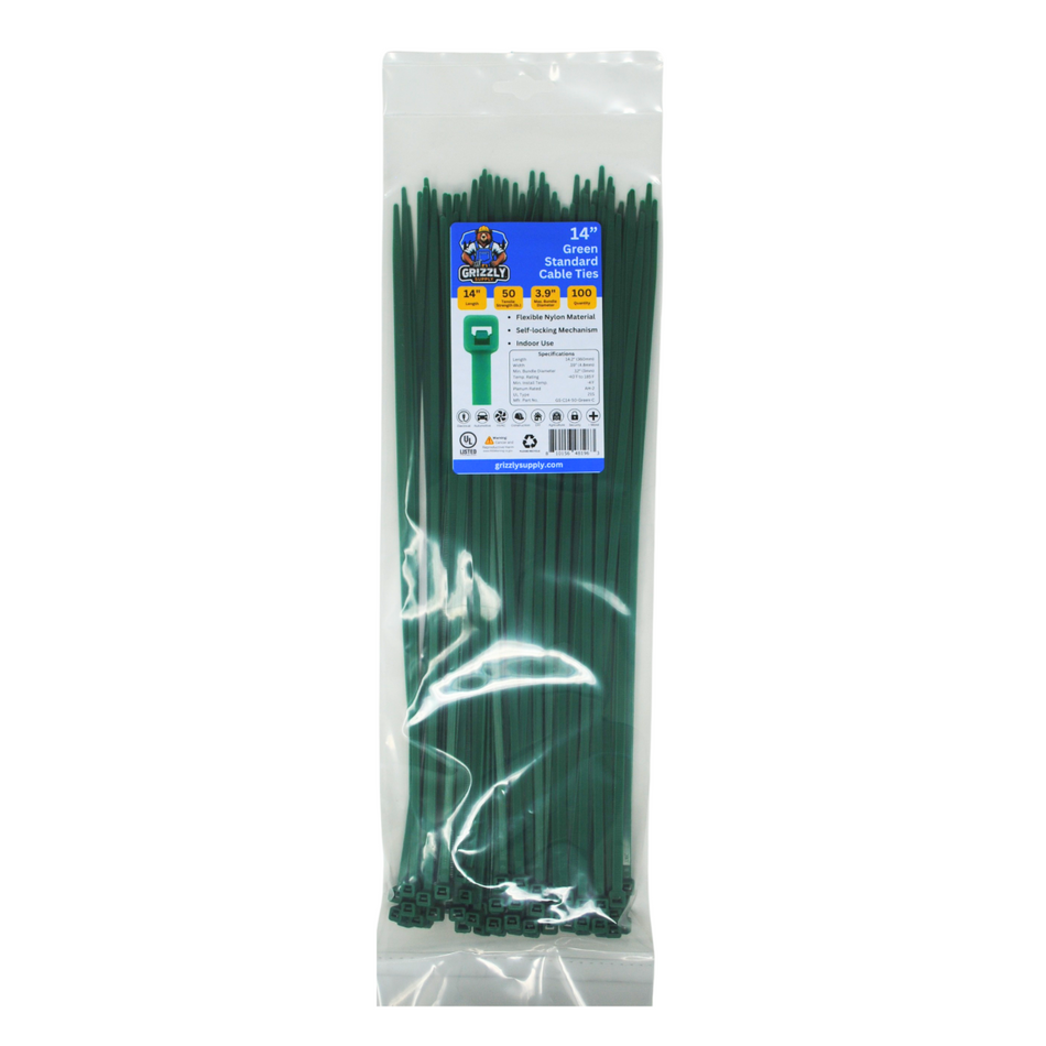 14" 50lb Green Cable Tie 100/bag