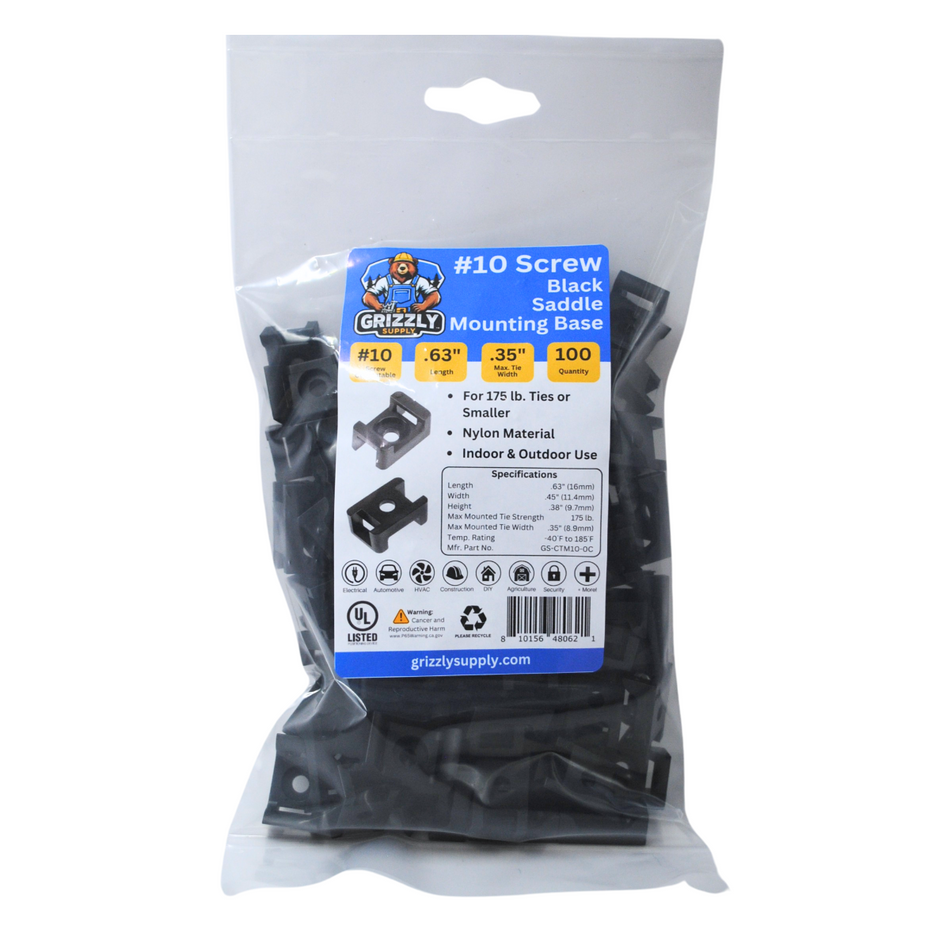 Saddle Mount #10 Screw Black 100/bag
