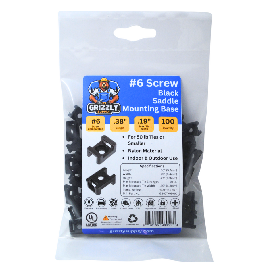 Saddle Mount #6 Screw Black 100/bag