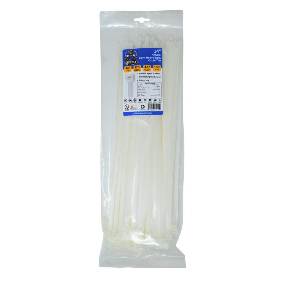 14" 120lb Natural Cable Tie 100/bag
