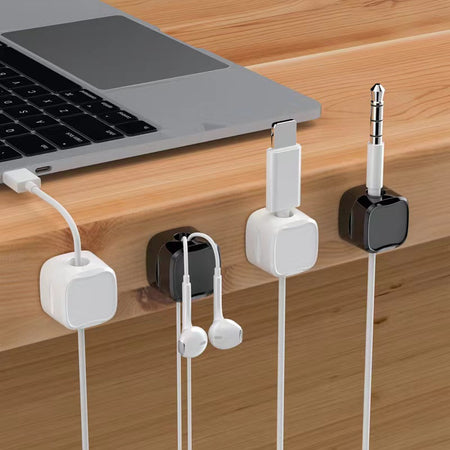 White Magnetic Cable Holder Cable Clips for Nightstand, Deck, Home, Office 8/pack