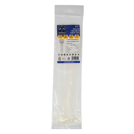 11" 50lb Natural Cable Tie 15/bag