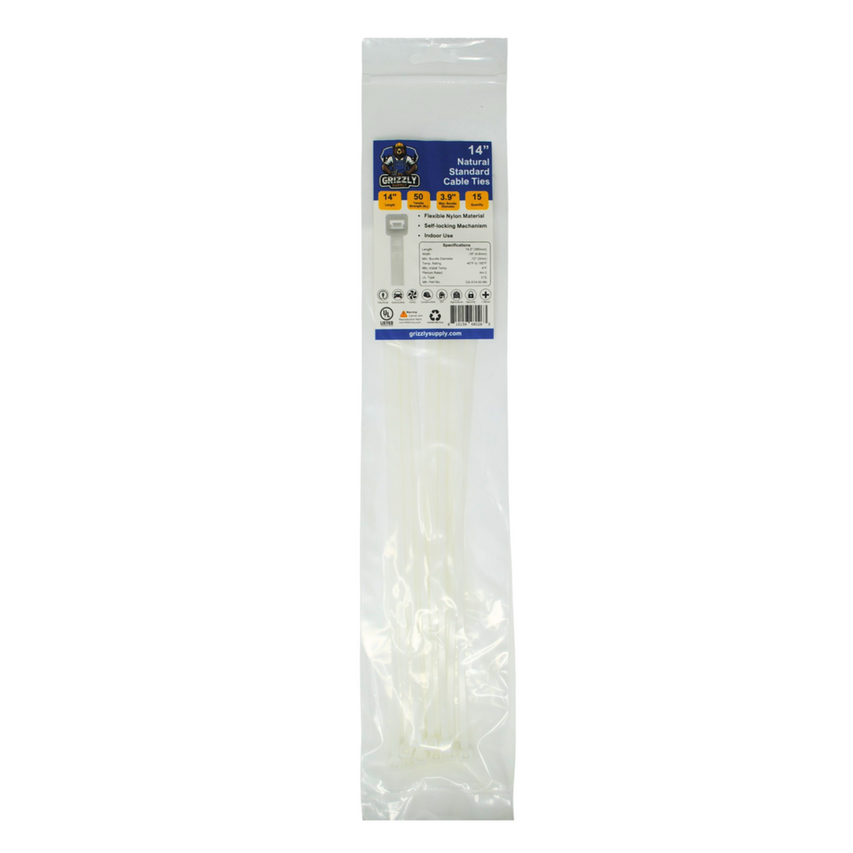 14" 50lb Natural Cable Tie 15/bag