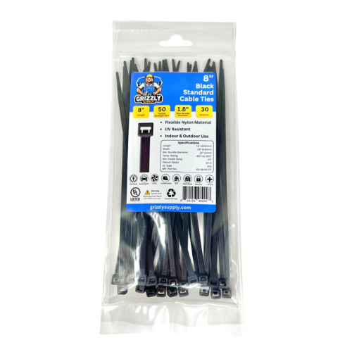 8" 50lb BlackUV Cable Tie 30/bag