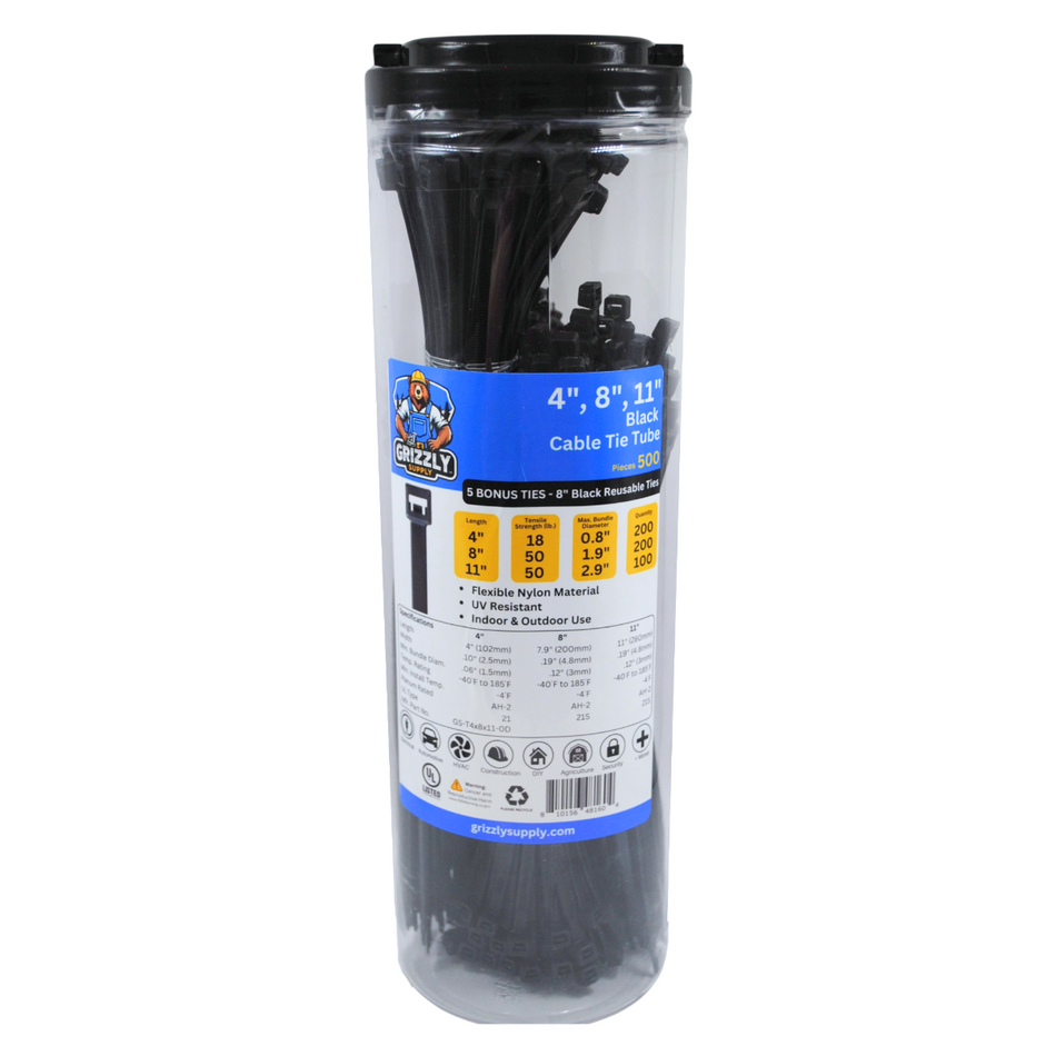 4", 8", 11" BlackUV Assorted Tube 500/bag