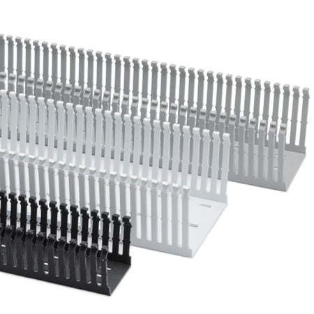 HellermannTyton 184-11007 High Density Slotted Wall Wiring Duct, 1" x 1.5", Non-Adhesive, PVC, Gray, 30ft/Box 