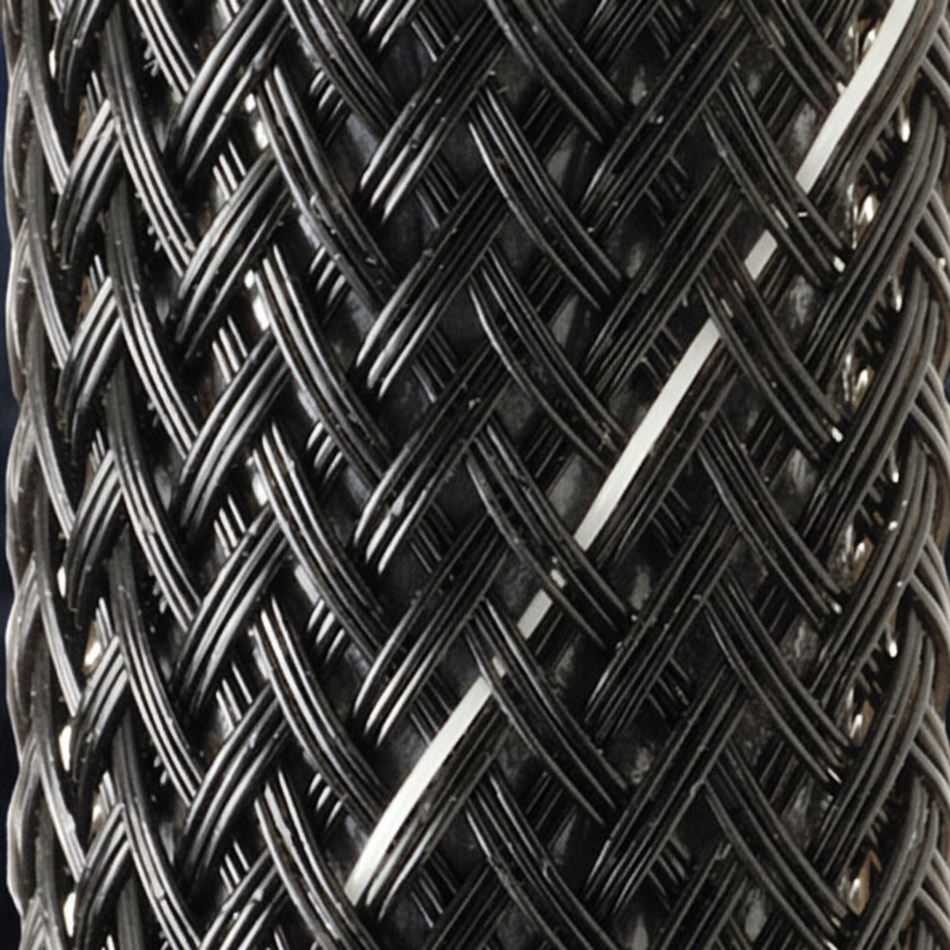 1/4” Black w/ White Tracer Techflex Flexo Halar Braided Sleeving 200ft