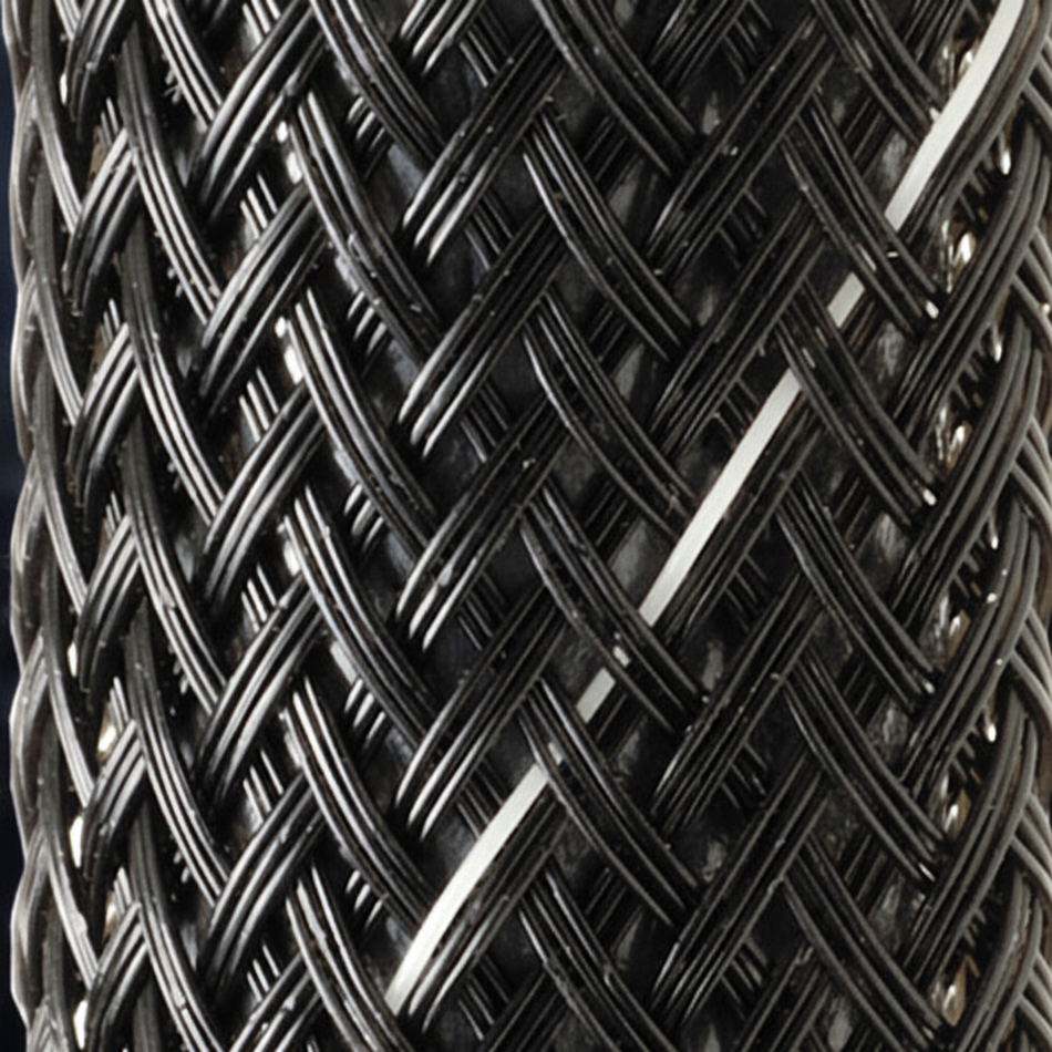 3/8” Black w/ White Tracer Techflex Flexo Halar Braided Sleeving 125ft