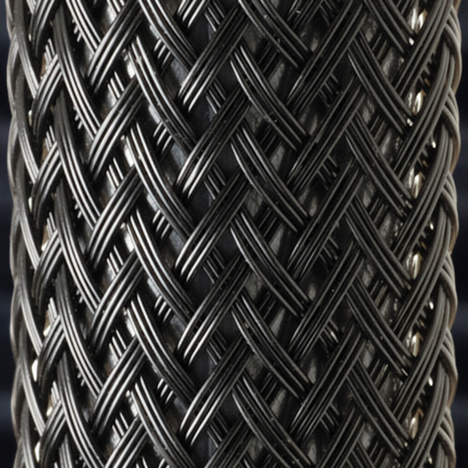 1/2” Black w/ White Tracer Techflex Flexo Halar Braided Sleeving 100ft