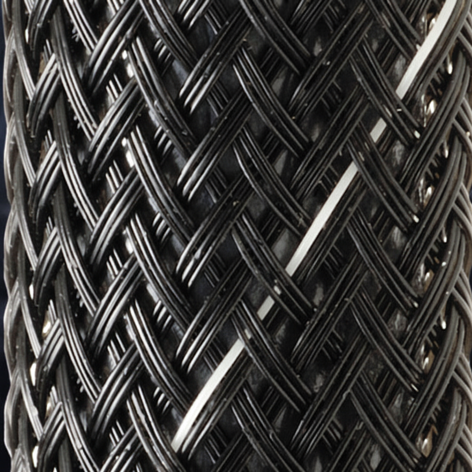 3/4” Black w/ White Tracer Techflex Flexo Halar Braided Sleeving 75ft
