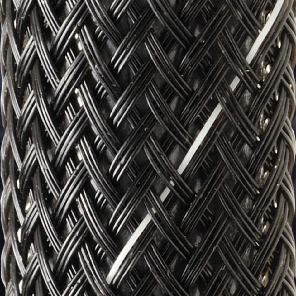 1” Black w/ White Tracer Techflex Flexo Halar Braided Sleeving 65ft