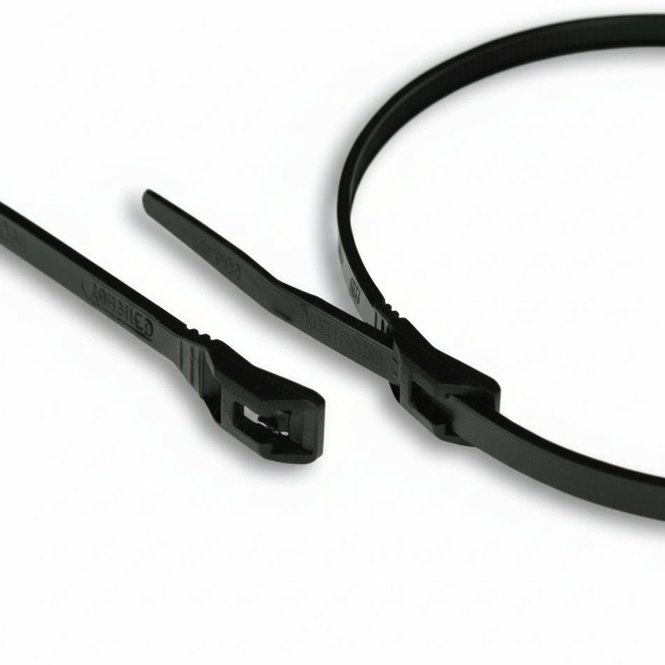 11" 50lb Black Low Profile/In-Line Cable Ties 100/bag Part #LP11-50-0C