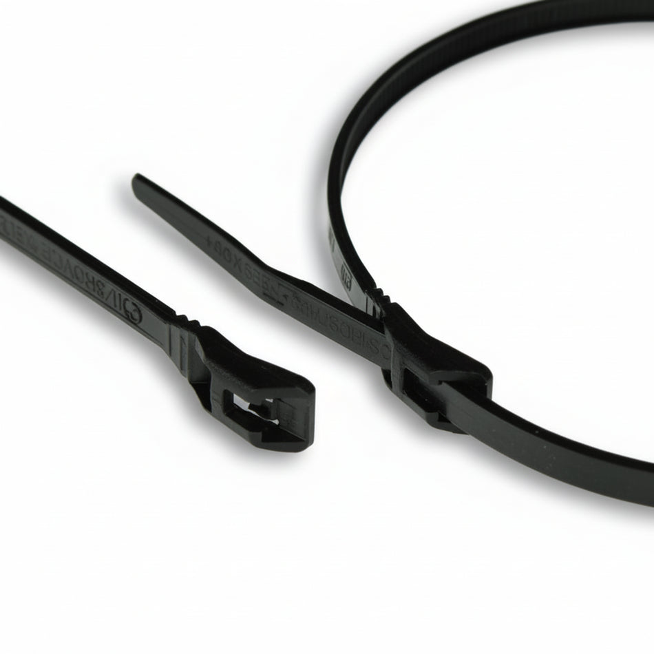 8" 50lb Black Low Profile/In-Line Cable Ties 100/bag Part #LP8-50-0C
