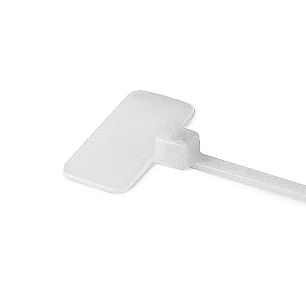 4" 18lb Natural Nylon Cable Tie Blank Flag Identification Flag. 100/Bag