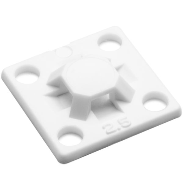 HellermannTyton MB2.510M4 Screw Mount Cable Tie Base, .63" x .63", .10" Max Tie Width, .11" Hole Dia, PA66, White, 1000/pkg