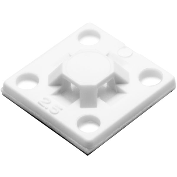 HellermannTyton MB2.5A10C2 Adhesive Cable Tie Mount, .63" x .63", .10" Max Tie Width, PA66/SR T50, White, 100/pkg
