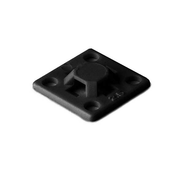 HellermannTyton MB2.50C2 Screw Mount Cable Tie Base, .63" x .63", .10" Max Tie Width, .11" Hole Dia, PA66, Black, 100/pkg