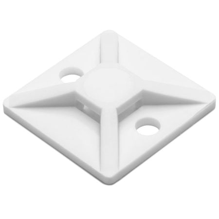 HellermannTyton MB310C2 Screw Mount Cable Tie Base, .75" x .75", .14" Max Tie Width, .12" Hole Dia, PA66, White, 100/pkg