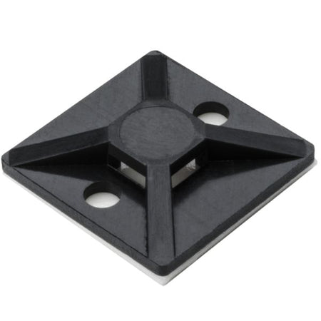 HellermannTyton MB3A0A2H4 Adhesive Cable Tie Mount, .75" x .75", .14" Max Tie Width, .12" Hole Dia, PA66/Acrylate, Black, 500/pkg