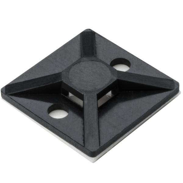 HellermannTyton MB3A0A2H4 Adhesive Cable Tie Mount, .75" x .75", .14" Max Tie Width, .12" Hole Dia, PA66/Acrylate, Black, 500/pkg
