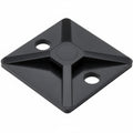 HellermannTyton MB40C2 Screw Mount Cable Tie Base, 1.12" x 1.12", .18" Max Tie Width, .18" Hole Dia, PA66, Black, 100/pkg