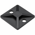 HellermannTyton MB40H4 Screw Mount Cable Tie Base, 1.12" x 1.12", .18" Max Tie Width, .18" Hole Dia, PA66, Black, 500/pkg