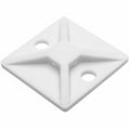 HellermannTyton MB410H4 Screw Mount Cable Tie Base, 1.12" x 1.12", .18" Max Tie Width, .18" Hole Dia, PA66, White, 500/pkg