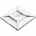 HellermannTyton MB4SH10C2 Screw Mount Cable Tie Base, 1.12" x 1.12", .18" Max Tie Width, .15" Hole Dia, PA66, White, 100/pkg